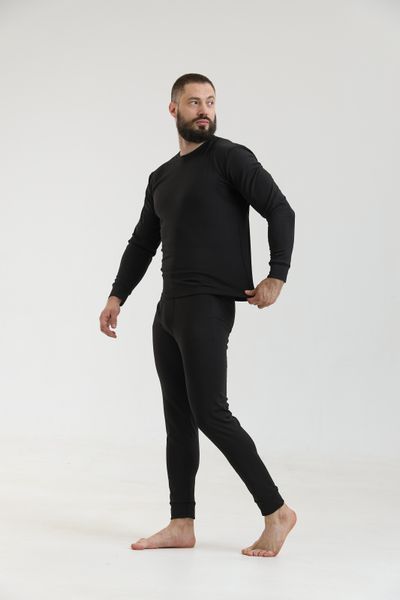 Термобелье зимнее мужское на флисе Thermo Base Black, комплект кофта и штаны, черный, размер S BB-M-17 фото