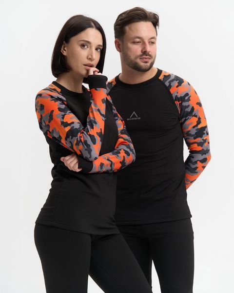 Термобілизна жіноча NORWIN Print Collection зимова на флісі, комплект кофта та штани &ndash; Orange Pixel, розмір S NW-PC-G-01 фото