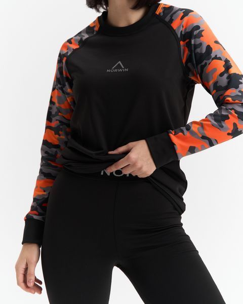 Термобілизна жіноча NORWIN Print Collection зимова на флісі, комплект кофта та штани &ndash; Orange Pixel, розмір S NW-PC-G-01 фото