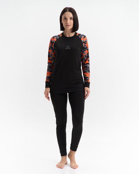 Термобелье женское NORWIN Print Collection зимнее на флисе, комплект кофта и штаны &ndash; Orange Pixel, размер S NW-PC-G-01 фото