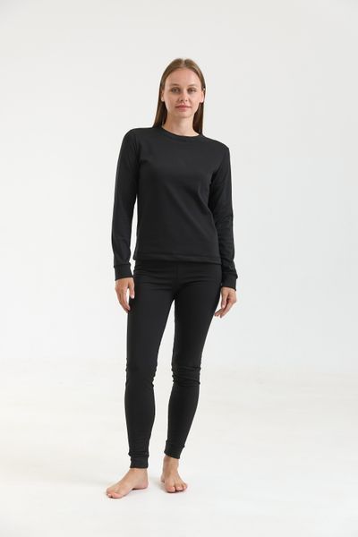 Термобелье зимнее женское на флисе Thermo Base Black, комплект кофта и штаны, черный, размер XS BB-F-010 фото