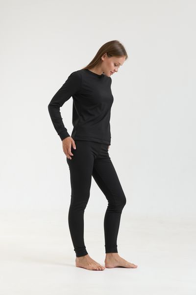 Термобелье зимнее женское на флисе Thermo Base Black, комплект кофта и штаны, черный, размер XS BB-F-010 фото