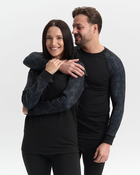 Термобелье мужское NORWIN Print Collection зимнее на флисе, комплект кофта и штаны &ndash; Dark pixel, размер S NW-PC-05 фото